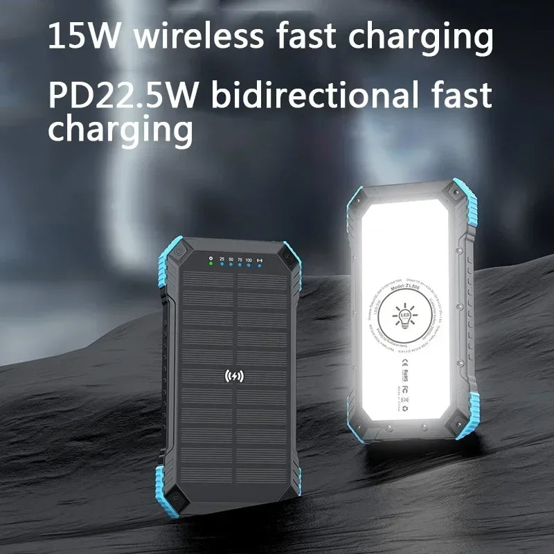 10,000–30,000mAh Solar Power Bank with Fast Charging