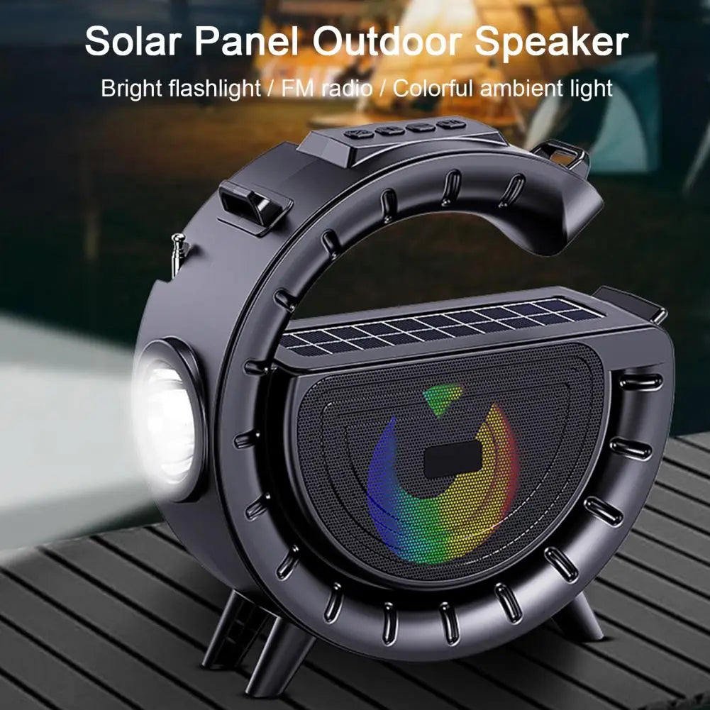 Solar-Powered Bluetooth Speaker with FM Radio and LED Flashlight