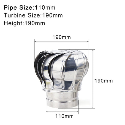 110mm Stainless Steel Roof Ventilator Wind Turbines Air Vent Attic Ventilator Pipefit Roof Ventilating Fan
