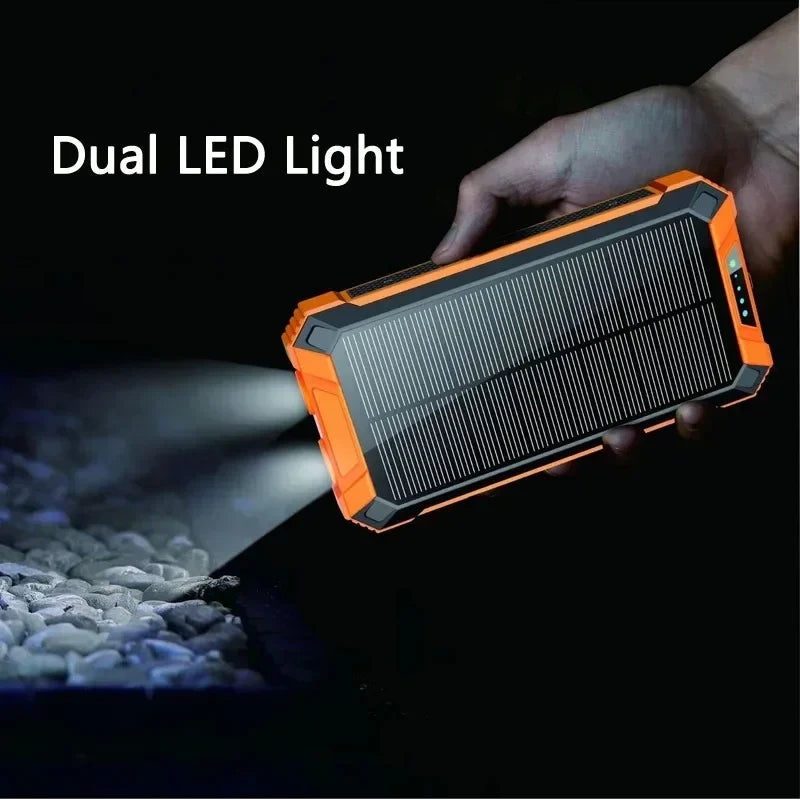 High Capacity 20000/30000mAh Waterproof Solar Power Bank with Built-in Cables