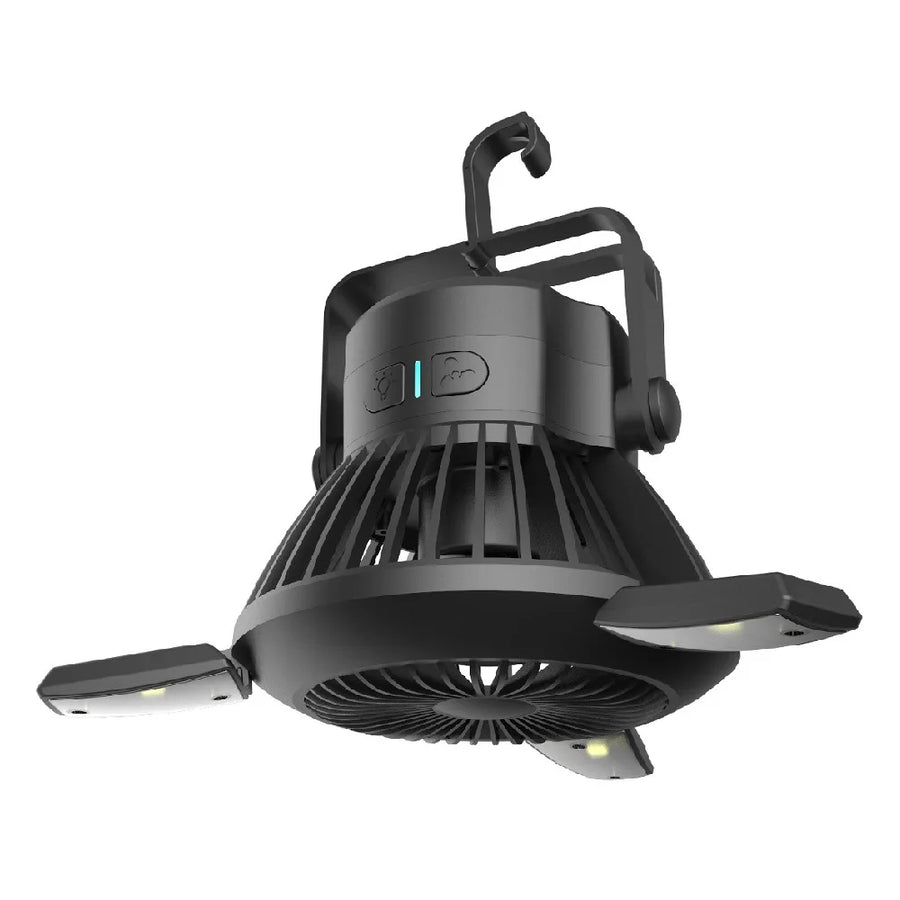 Multi-function Portable LED Camping Lantern with Built-in Ceiling Fan and 4000mAh Solar Rechargeable Battery