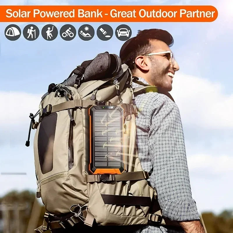 20,000/30,000mAh Waterproof Solar Power Bank with Built-In Cables