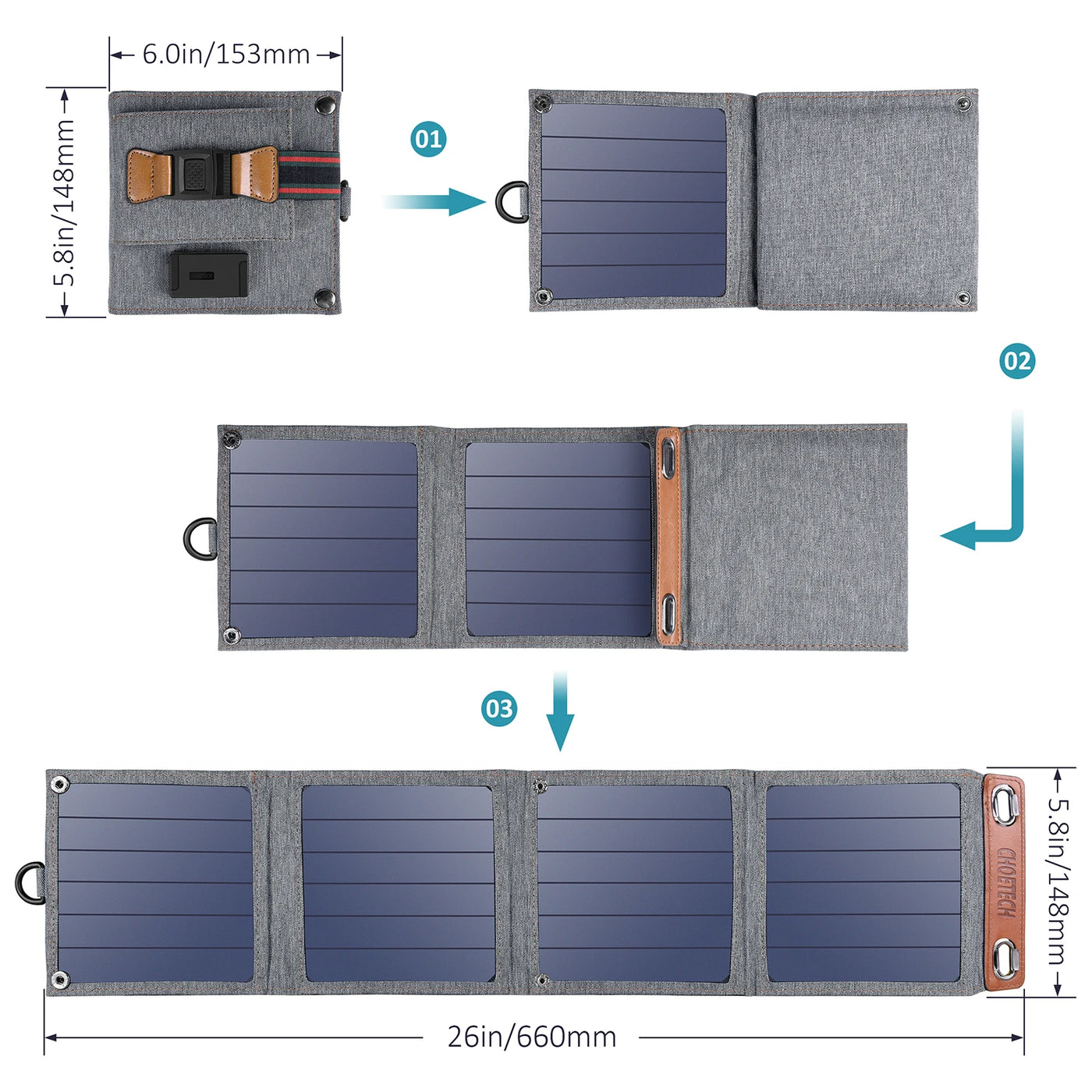 Choetech 14W Foldable Solar Charger with USB-A Output