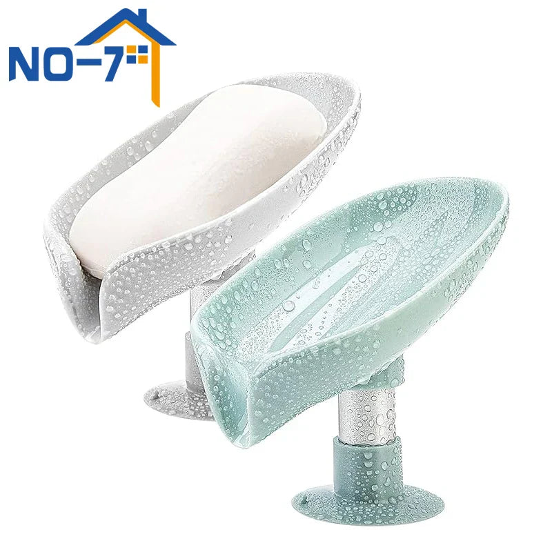 Leaf-Shaped Draining Soap Dish with Suction Cup