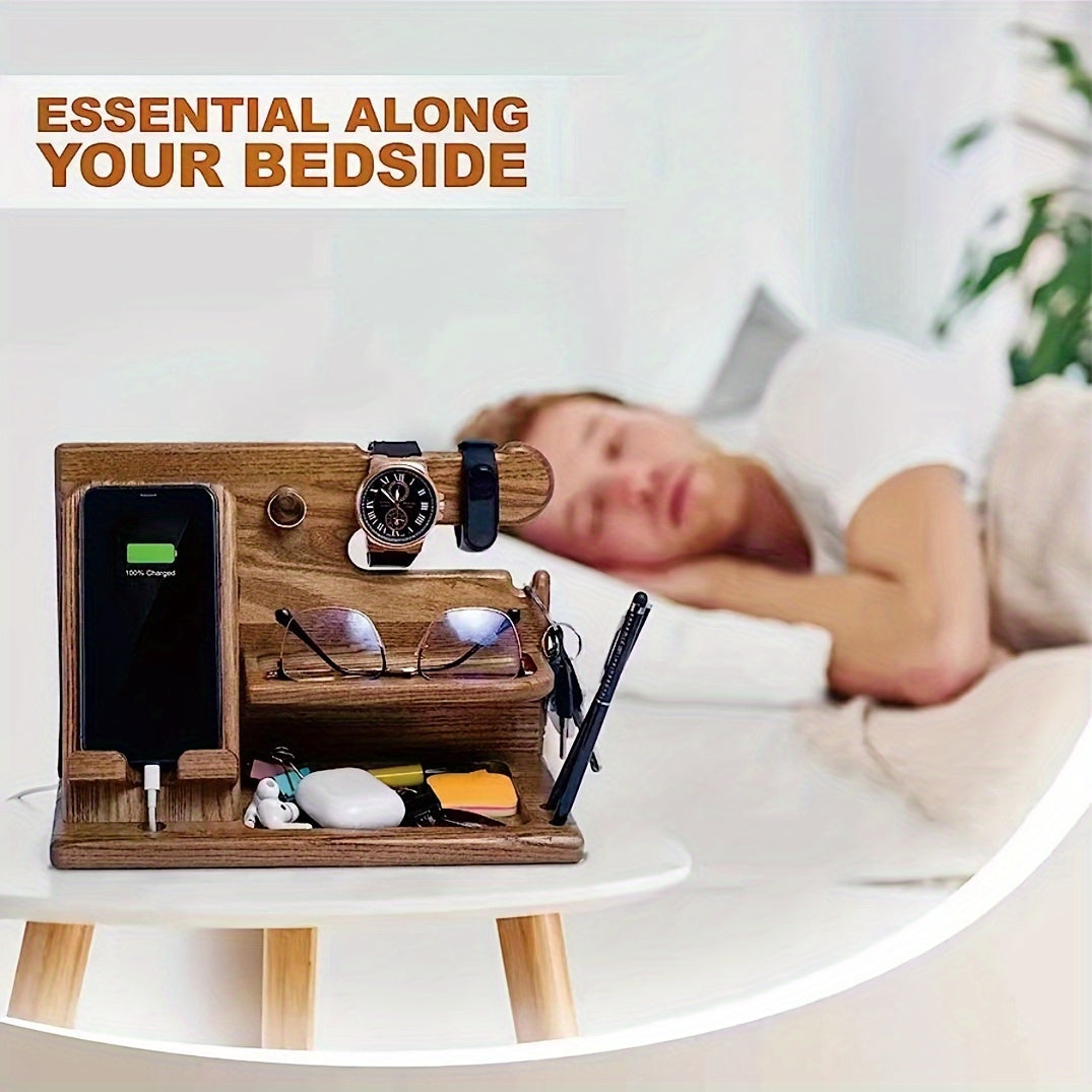 1PC stylish wooden telephone rack, display watch wallet, glasses, keys, bedside table, bedroom, living room, dormitory, home storage room, Men's watches and jewelry storage base