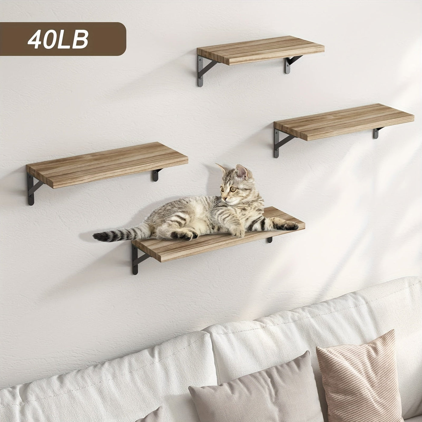 [4pcs Floating Wall Shelves] 4pcs Floating Shelves, Wall Decoration Shelves, Wall Mounted Shelves, For Bathroom, Bedroom, Living Room, And Plants, Home Storage Decoration Utility Shelf